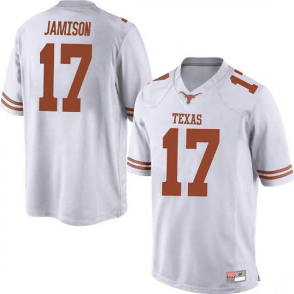 Mens Texas Longhorns #17 D'Shawn Jamison Replica Embroidery Jersey White